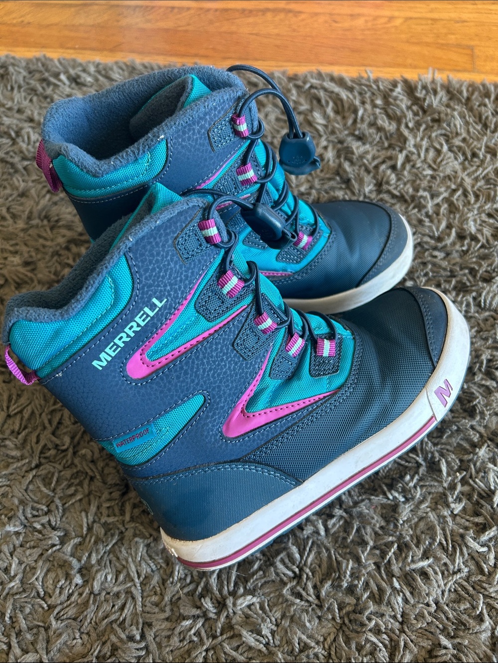 Merrell Snow Bank 3.0 Waterproof Snow Boots Kids Size 13M Blue Pink